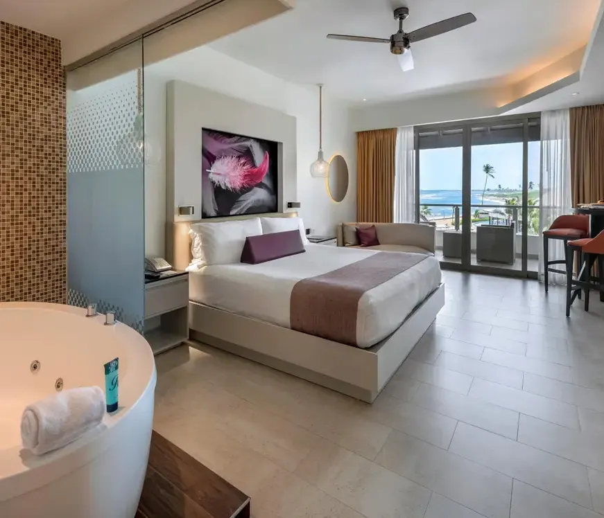 Luxury Junior Suite Ocean View Diamond Club at Royalton CHIC Punta Cana — photo supplied by the resort