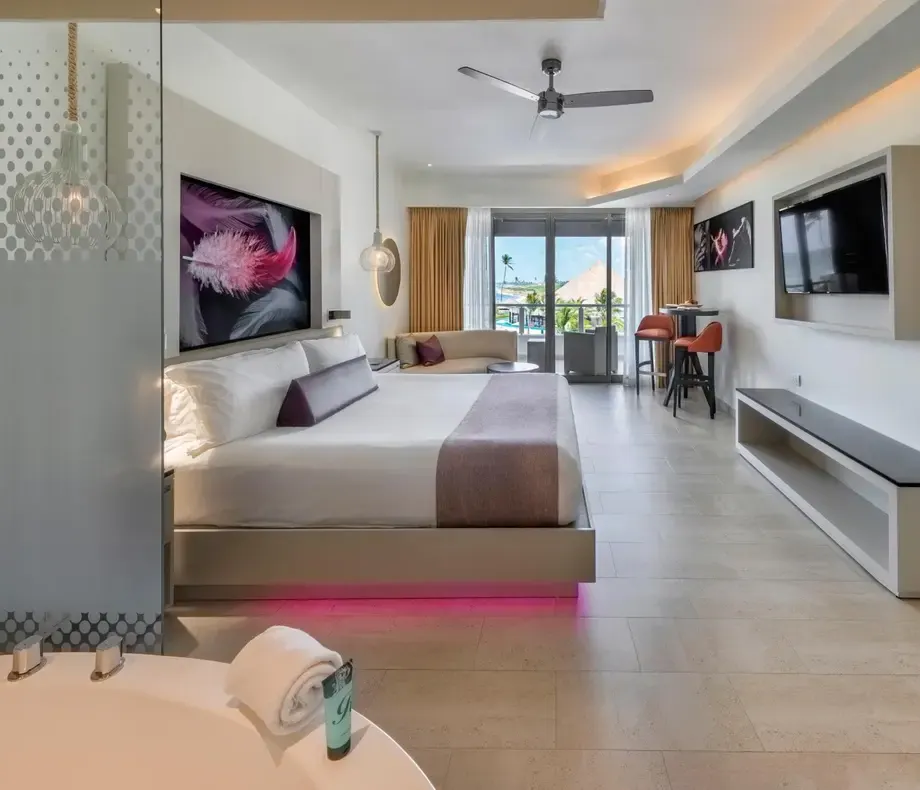 Luxury Junior Suite Ocean View Diamond Club at Royalton CHIC Punta Cana — photo supplied by the resort