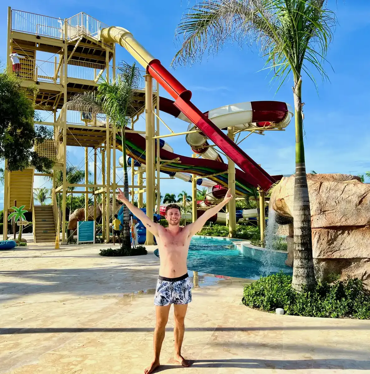 Water park with huge slides