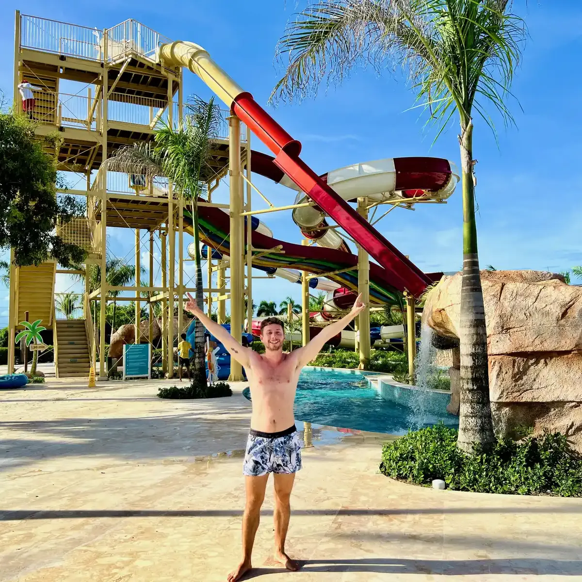 Water park with huge slides
