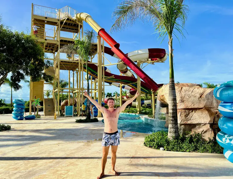 Water park with huge slides