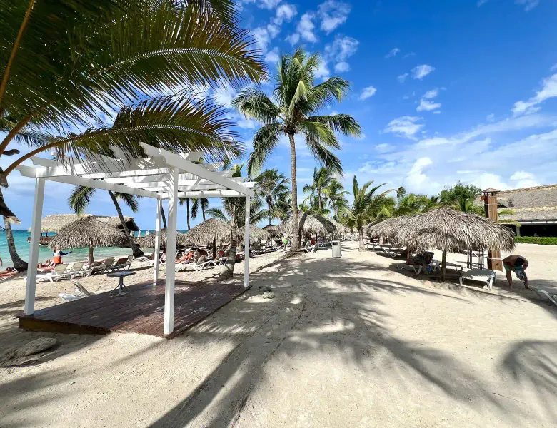 White sand beach next to the hotel