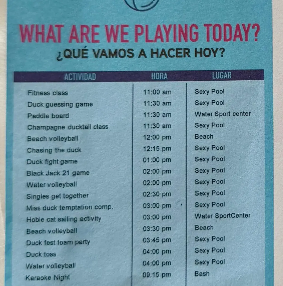 Foto de las actividades diarias uno de los días que estuvimos nosotros