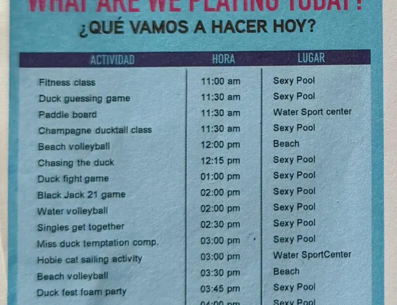 Foto de las actividades diarias uno de los días que estuvimos nosotros