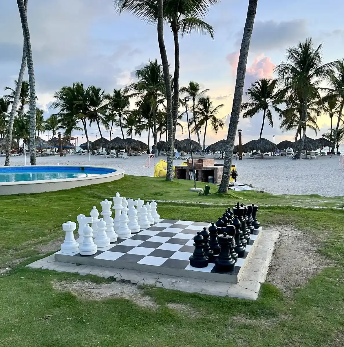 Chess, pool and barbecue by the beach