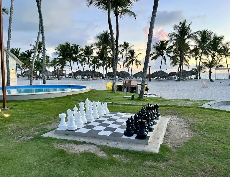 Chess, pool and barbecue by the beach