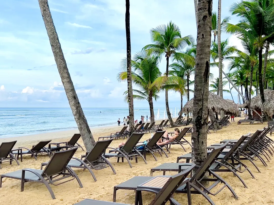 The beach at Breathless Punta Cana at first light, empty.