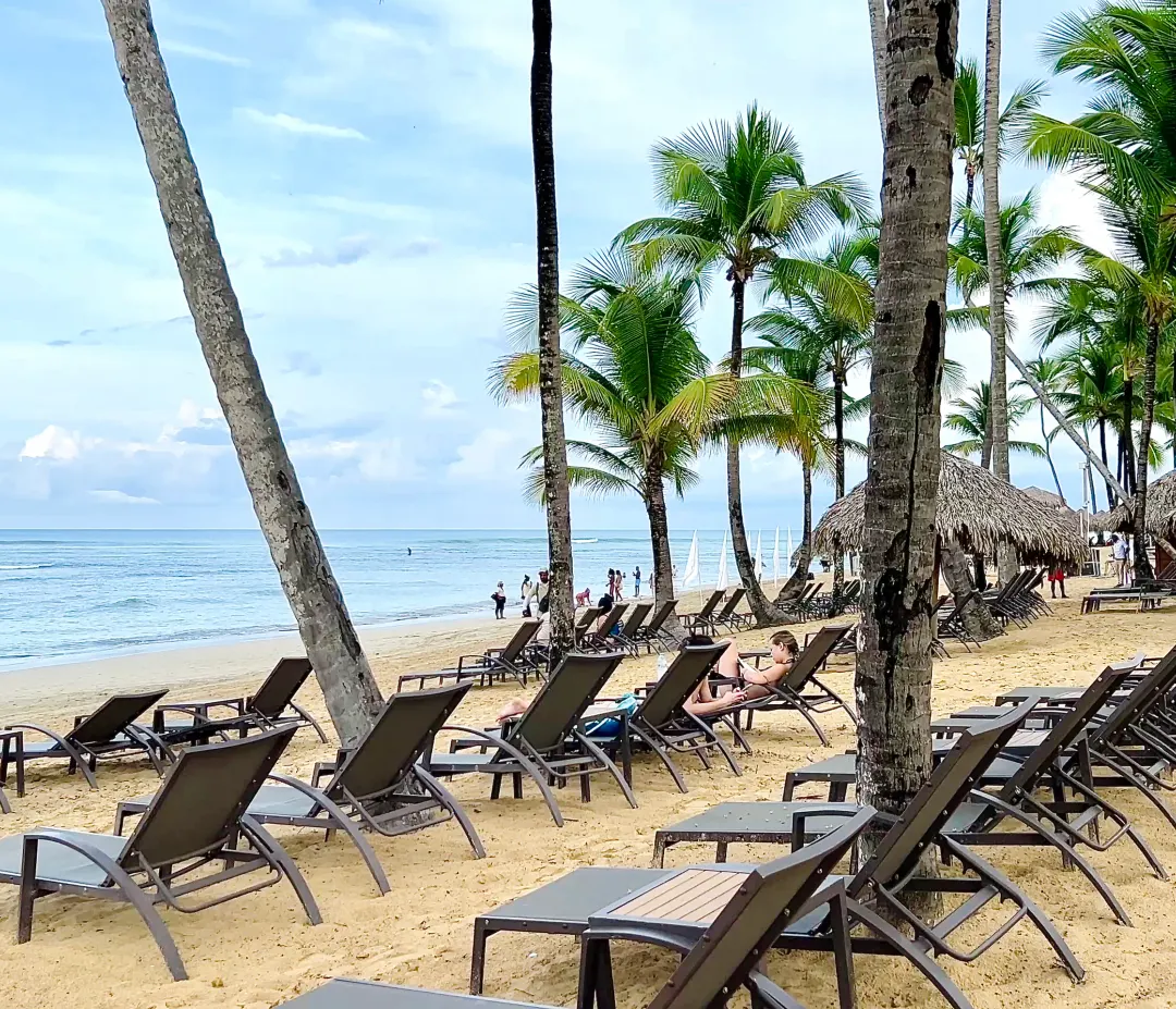 The beach at Breathless Punta Cana at first light, empty.