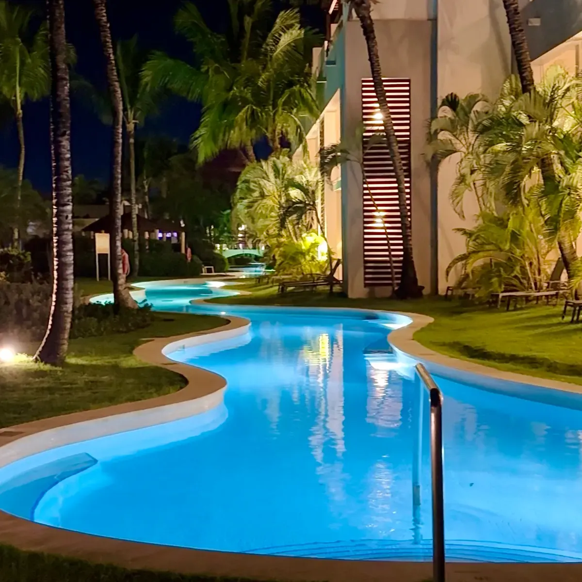 The Relax pool at Breathless at night.