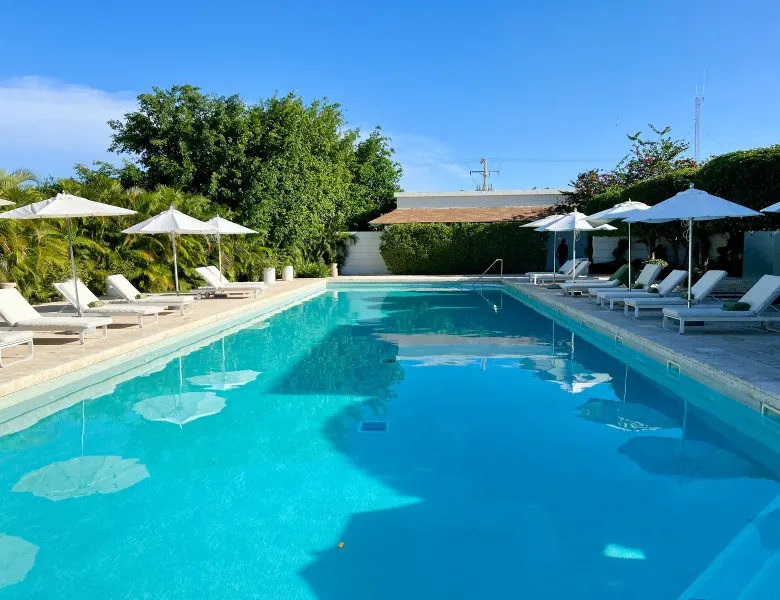 Sunbeds by the pool