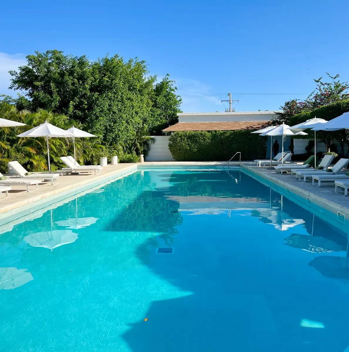 Sunbeds by the pool