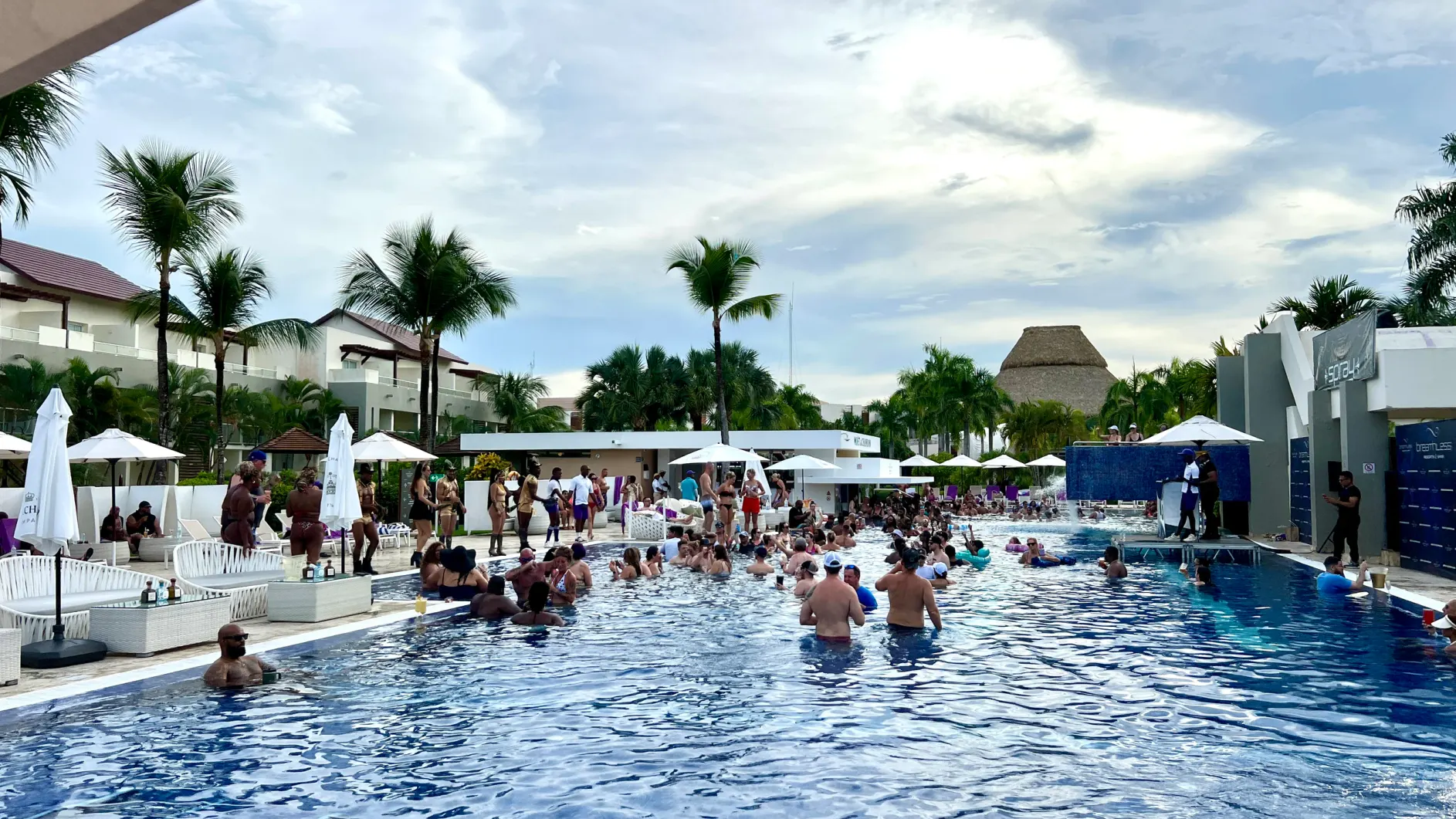 The main pool on a Saturday afternoon, full, our footage.