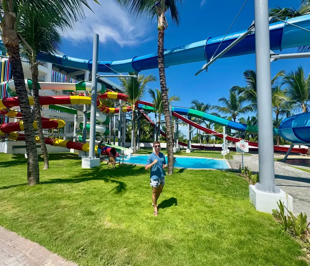 The waterslides at Riu Palace Bávaro, our footage.