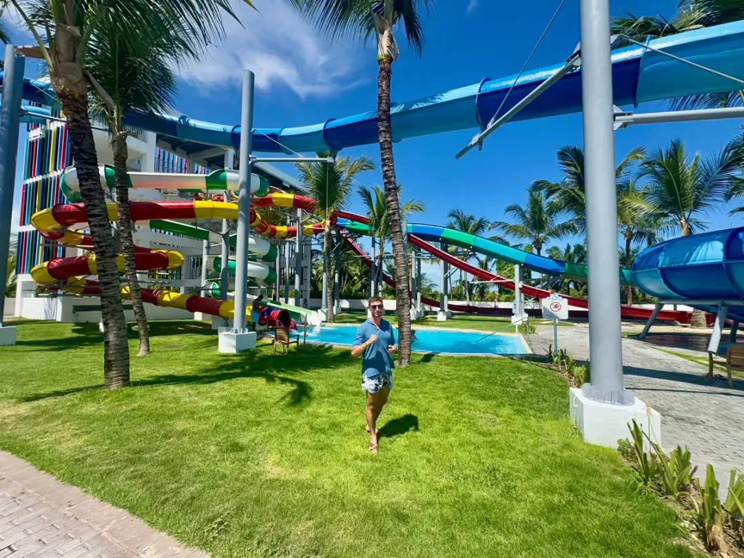 The Splash Water World slides at Riu Palace Bávaro.